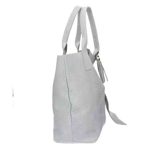 SALE Shopper in Hellgrau mit Kroko-Optik aus Leder - leder-accessoires.com