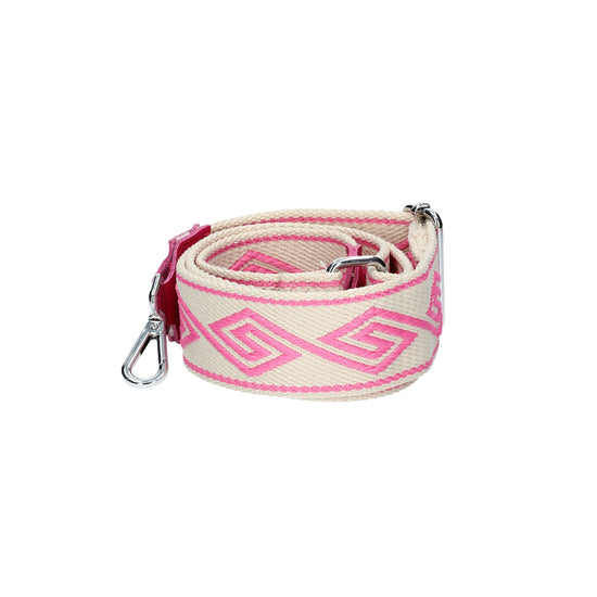 Taschenriemen|Wechselriemen in Rosa|Raute mit Karabiner Silber - leder-accessoires.com