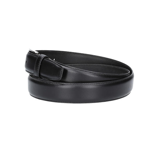 Herren-|Anzugsgürtel 35mm bombiert und abgenäht in Schwarz mit Dornschließe - leder-accessoires.com