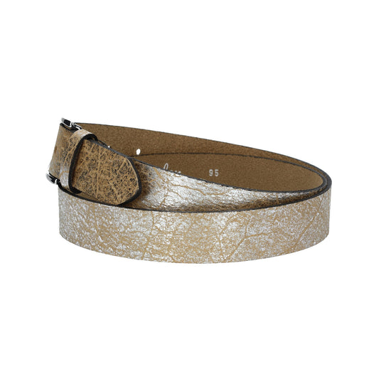 Ledergürtel Gold|Beige 30mm mit Dornschließe in Silber - leder-accessoires.com