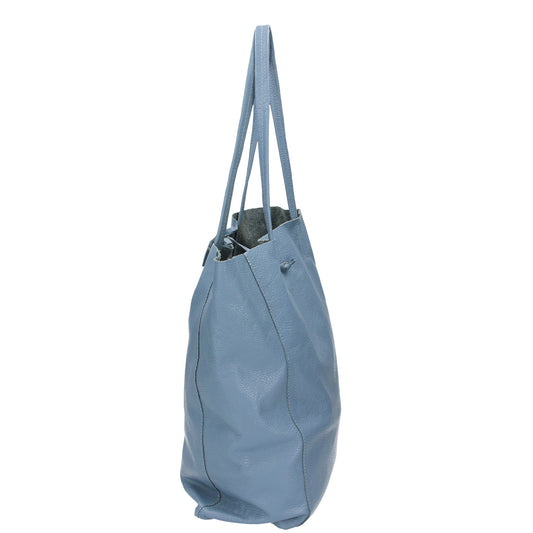 Shopper 28x13x35cm in Jeansblau aus Leder