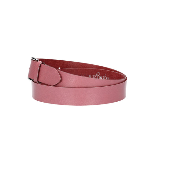 Ledergürtel 30mm in Hellrosa mit Dornschließe in Silber - leder-accessoires.com