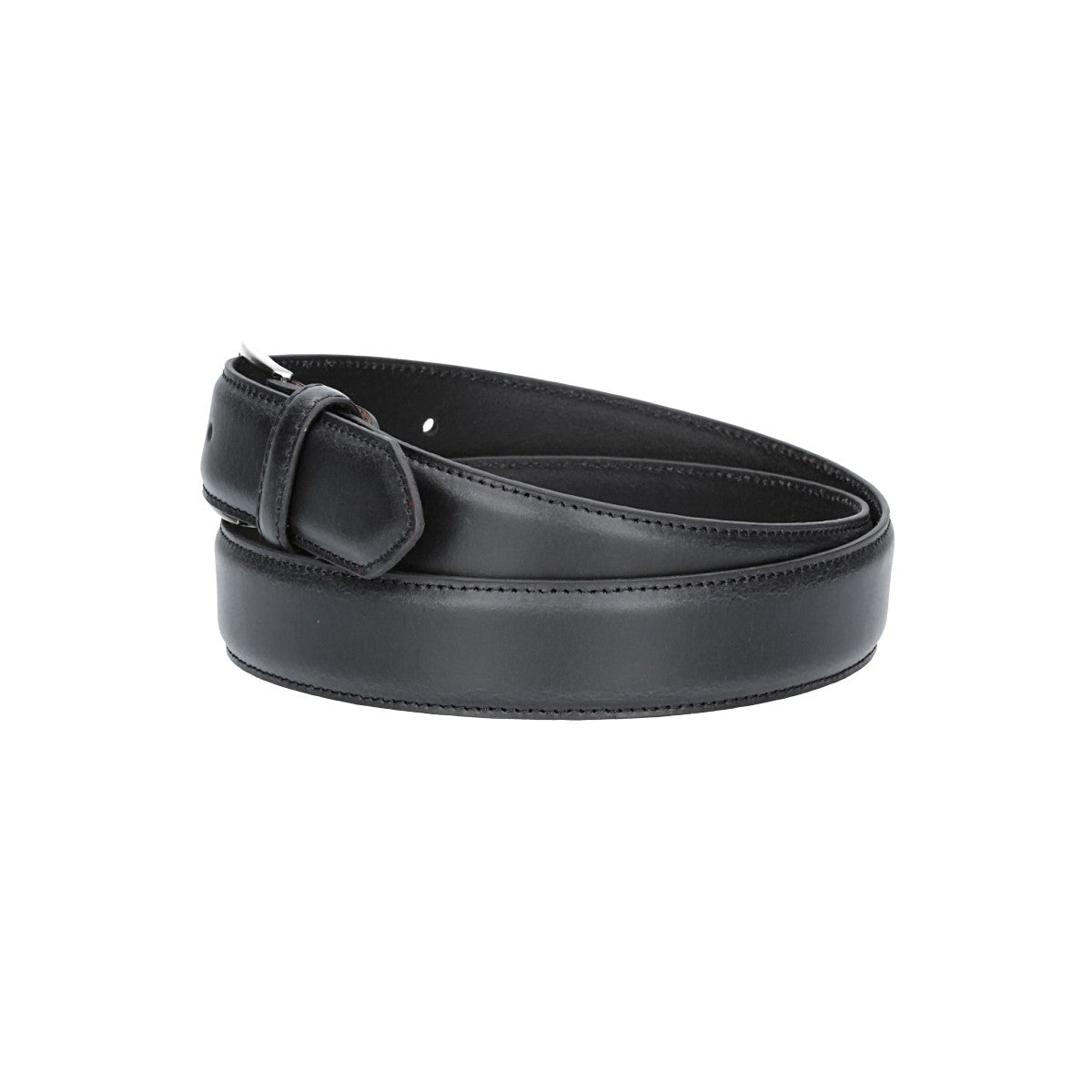 Herren-|Anzugsgürtel 35mm in Schwarz abgenäht aus Vollrindleder bombiert - leder-accessoires.com