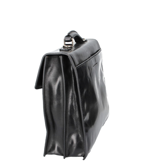 Aktentasche 40x13x32cm The Bridge in Schwarz mit Überschlag - leder-accessoires.com