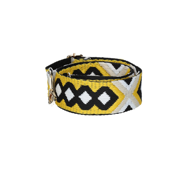 Taschenriemen|Wechselriemen Gelb Boho-Style mit Karabiner Gold - leder-accessoires.com