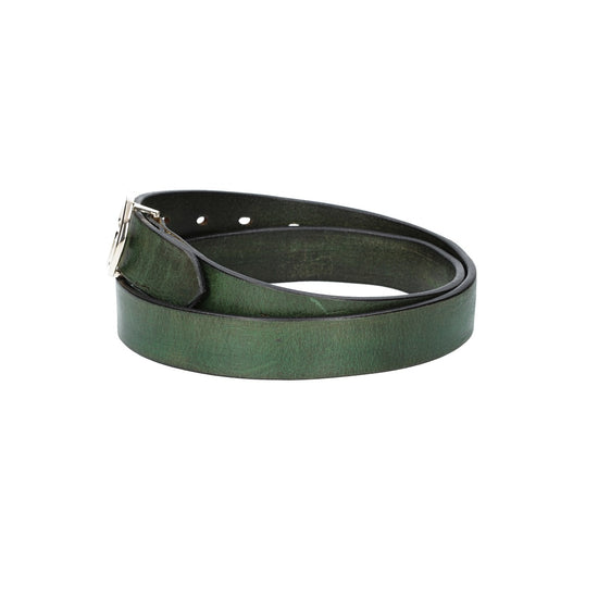 Ledergürtel 30mm in Grün mit GG-Schließe in Light Gold - leder-accessoires.com