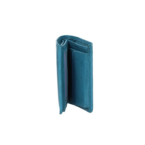 Geldbörse Hochformat klein in Türkis aus Leder - leder-accessoires.com