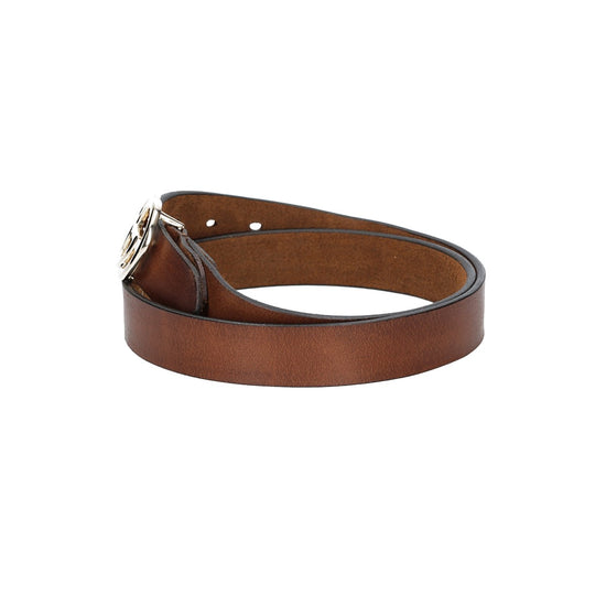 Ledergürtel 30mm in Braun mit GG-Schließe in Light Gold - leder-accessoires.com