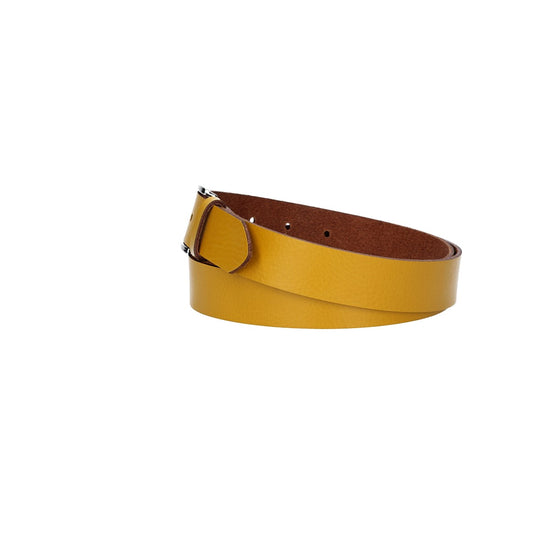 Ledergürtel 30mm in Gelb|Senfgelb mit Dornschließe in Silber - leder-accessoires.com