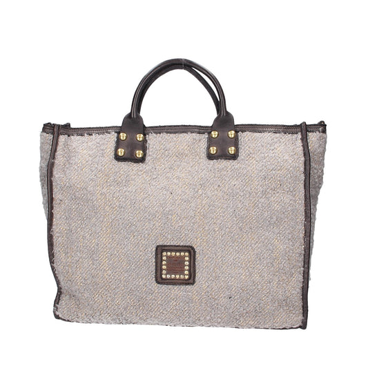 Shopper" Estia" aus grauem Leder und Lame-Stoff