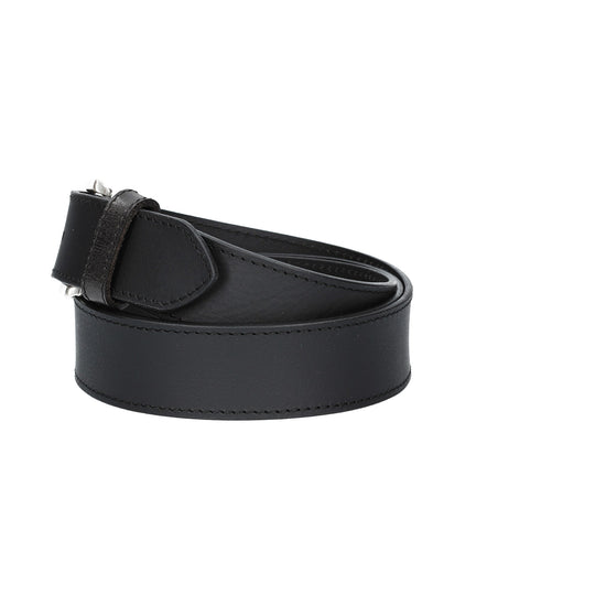 Ledergürtel Schwarz 40mm abgenäht mit Dornschließe in Silber - leder-accessoires.com