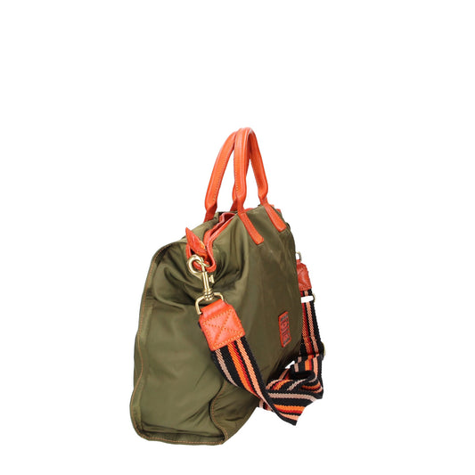 Schultertasche Campomaggi in Oliv|Orange in Canvas
