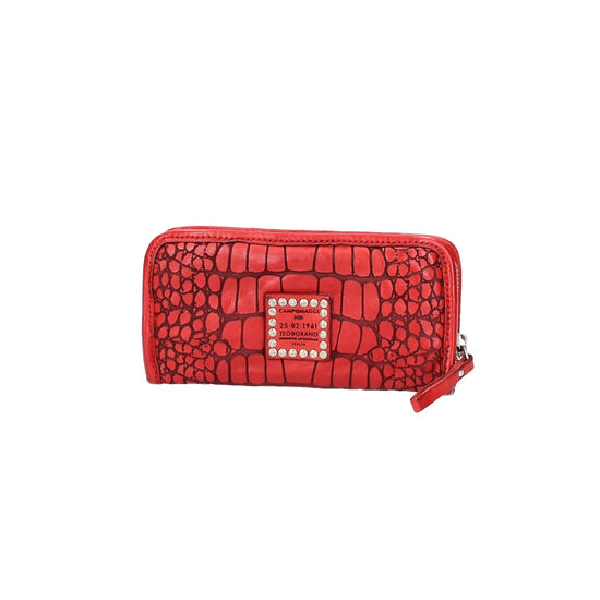 Lederbörse Querformat in Rot mit Krokoprägung - leder-accessoires.com
