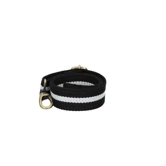 Taschenriemen|Wechselriemen in Schwarz Weiss mit Karabiner Gold - leder-accessoires.com