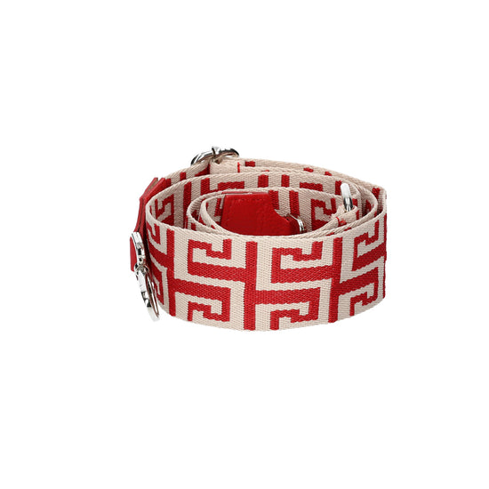 Taschenriemen|Wechselriemen Rot|Beige mit Karabiner Silber - leder-accessoires.com