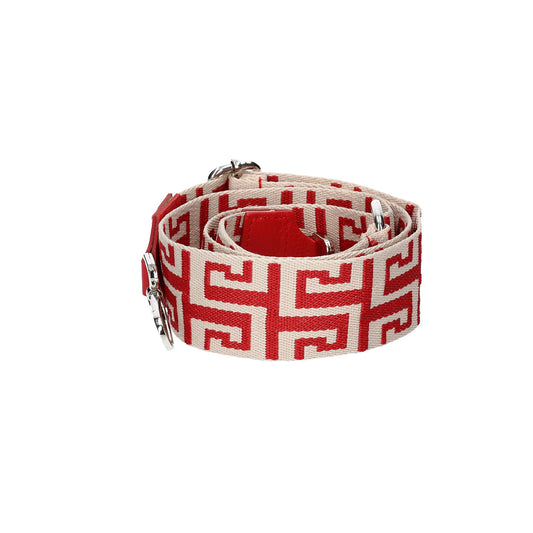 Taschenriemen|Wechselriemen Rot|Beige mit Karabiner Silber