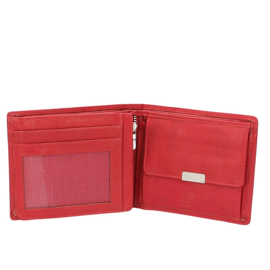 Geldbörse Querformat mit Reißverschluss in Rot aus Leder - leder-accessoires.com