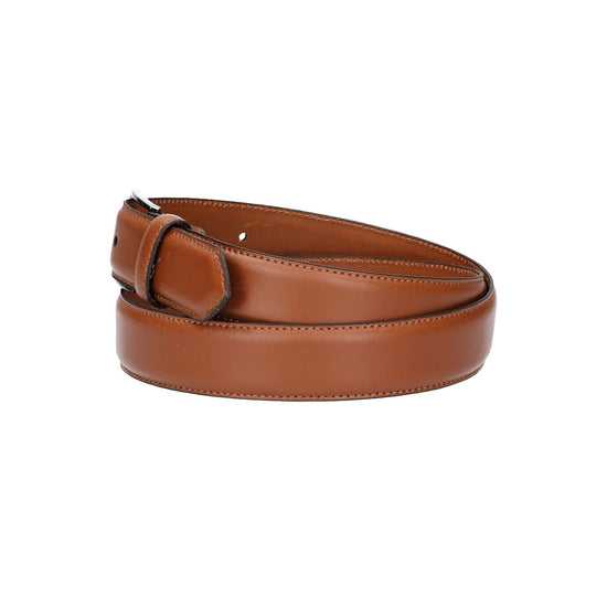 Herren-|Anzugsgürtel 35mm in Cognac abgenäht aus Vollrindleder bombiert - leder-accessoires.com