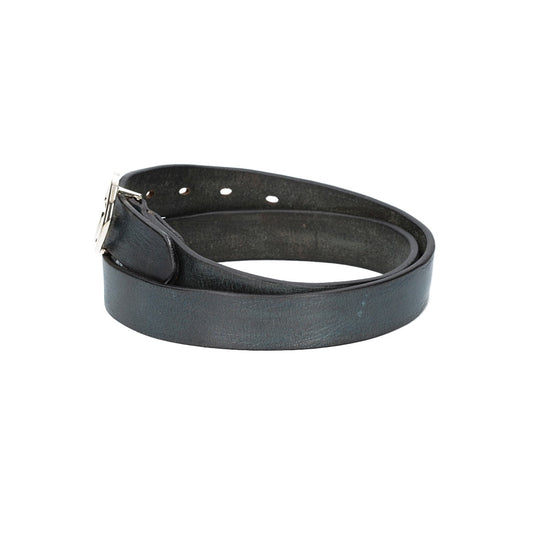 Ledergürtel 30mm in Blau mit GG-Schließe in Light Gold - leder-accessoires.com