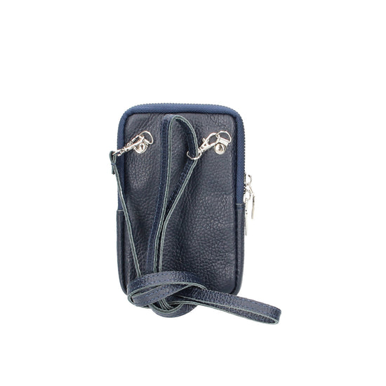 Handytasche 16x10cm in Marine|Blau aus Leder - leder-accessoires.com