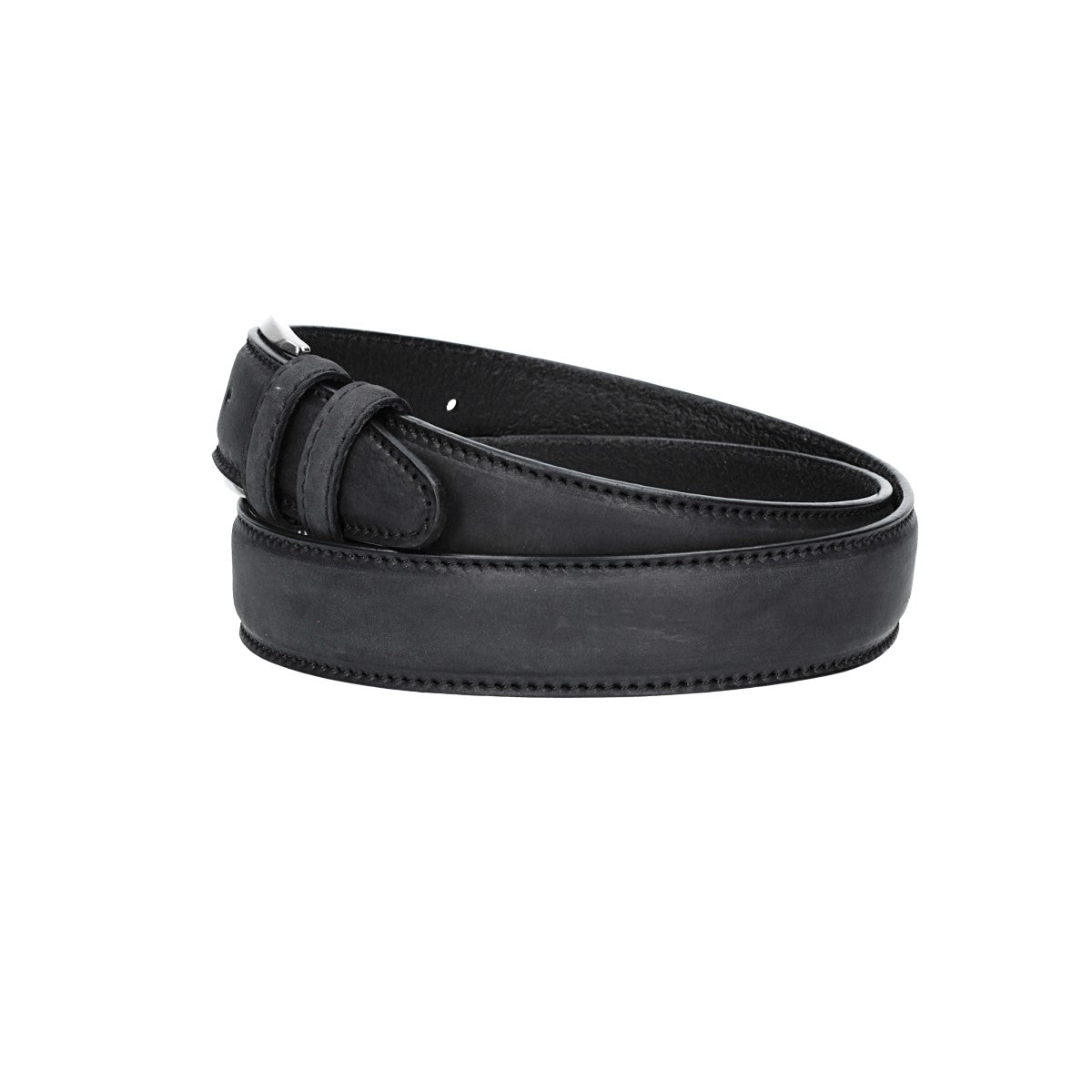 Herren-|Anzugsgürtel 35mm Schwarz abgenäht bombiert - leder-accessoires.com