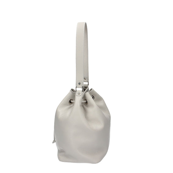 Beuteltasche 26x15x25cm in Hellgrau|Perla aus Leder - leder-accessoires.com