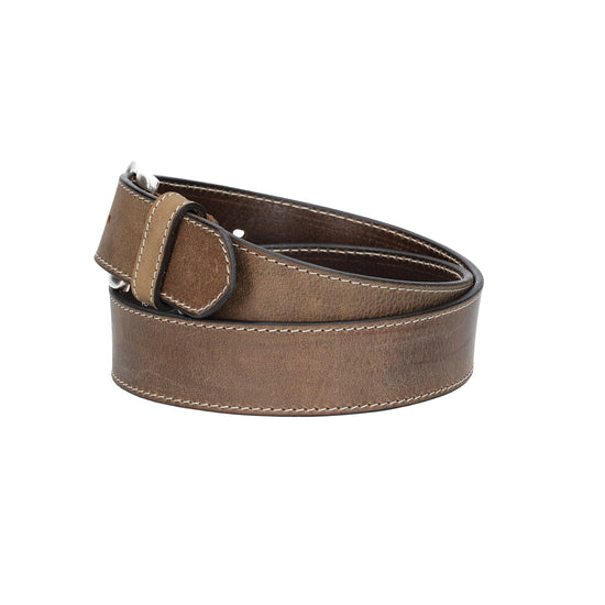 Ledergürtel Grau 40mm abgenäht mit Dornschließe in Silber - leder-accessoires.com