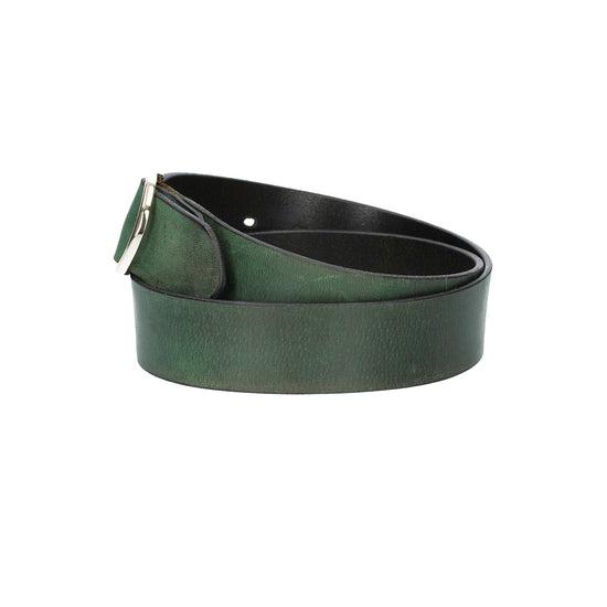 Ledergürtel Grün 40mm mit goldener Vollschließe - leder-accessoires.com
