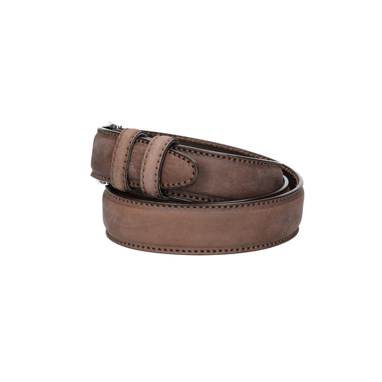 Herren-|Anzugsgürtel 35mm matt abgenäht in Braun aus Leder - leder-accessoires.com