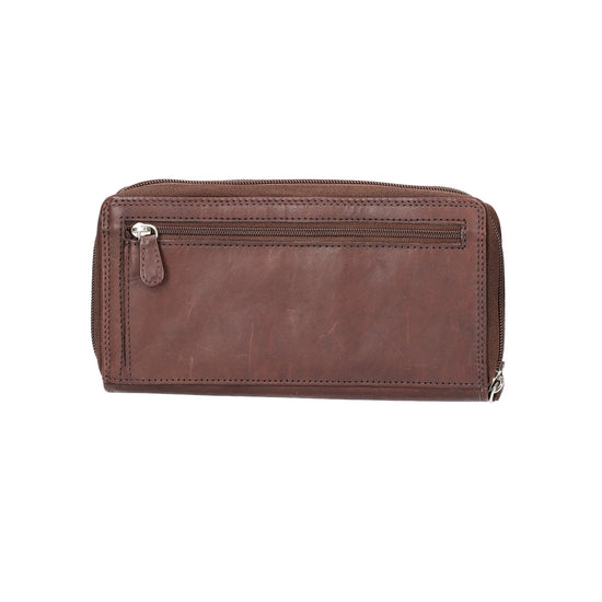 Lederbörse 20x10cm in Braun mit Reißverschluss - leder-accessoires.com