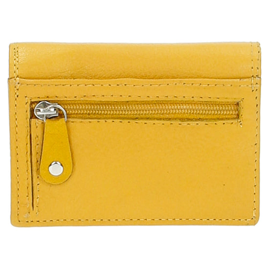Minibörse im Querformat in Gelb aus Leder - leder-accessoires.com