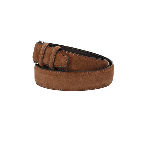 Herren-|Anzugsgürtel 35mm Nappa abgenäht in Cognac aus Leder - leder-accessoires.com