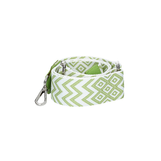 Taschenriemen|Wechselriemen in Hellgrün gezackt mit Karabiner Silber - leder-accessoires.com