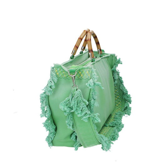 SALE Handtasche in Grün aus Canvas - leder-accessoires.com