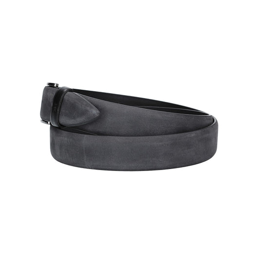 Herren-|Anzugsgürtel 35mm in Schwarz aus Nubukleder bombiert - leder-accessoires.com