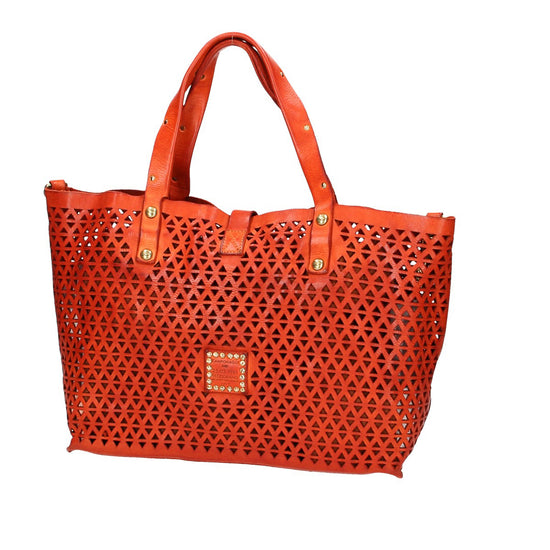 Campomaggi Ledershopper "Malibù“ in Orange mit Lochmuster - leder-accessoires.com