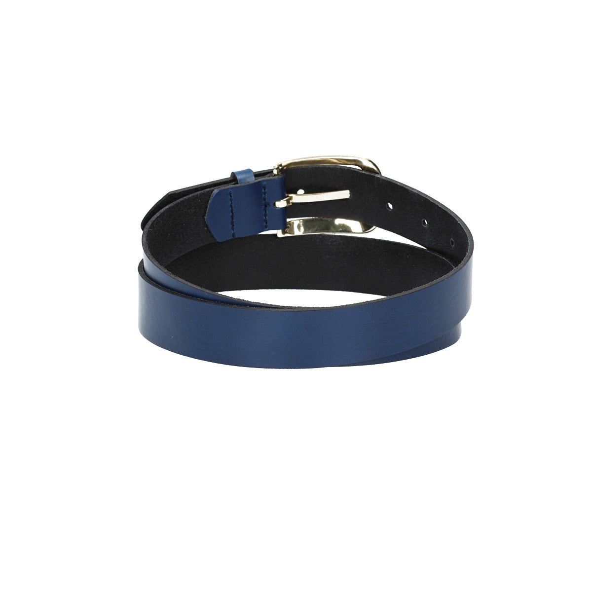 Ledergürtel 30mm in Blau mit Dornschließe in Gold - leder-accessoires.com