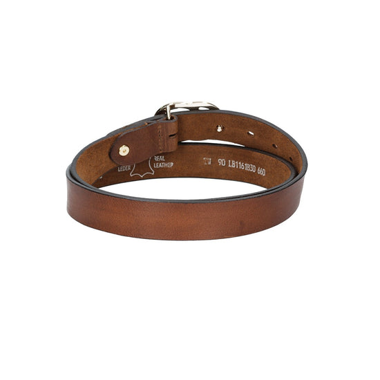 Ledergürtel 30mm in Braun mit GG-Schließe in Light Gold - leder-accessoires.com