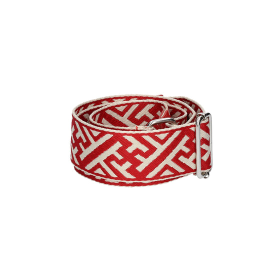 Taschenriemen|Wechselriemen Rot|Gemustert mit Karabiner Silber - leder-accessoires.com