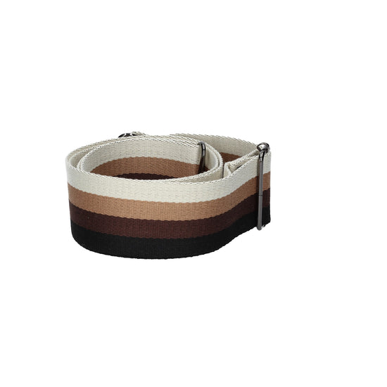 Taschenriemen|Wechselriemen in Braun gestreift mit Karabiner Silber - leder-accessoires.com