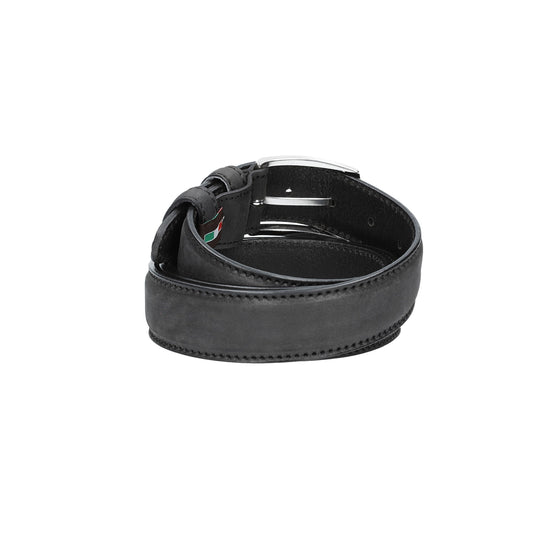 Herren-|Anzugsgürtel 35mm matt abgenäht in Schwarz aus Leder - leder-accessoires.com