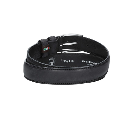 Herren-|Anzugsgürtel 35mm Schwarz abgenäht bombiert - leder-accessoires.com