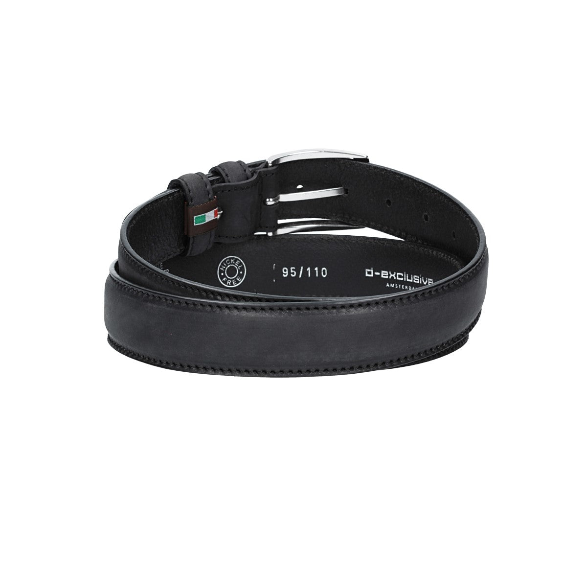 Herren-|Anzugsgürtel 35mm Schwarz abgenäht bombiert - leder-accessoires.com