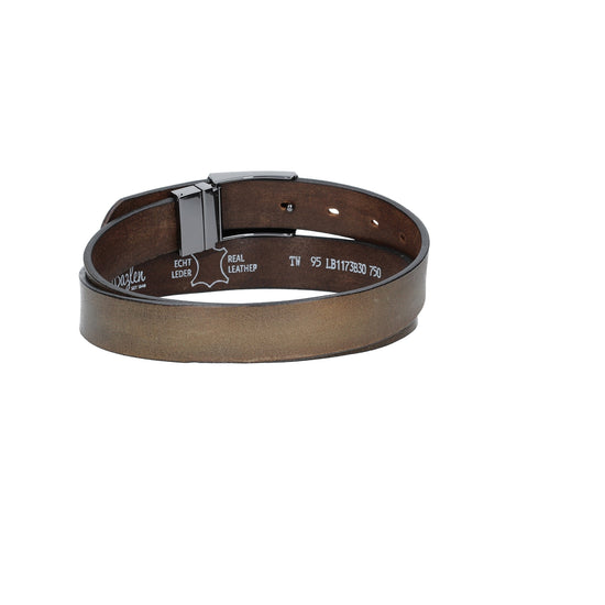 Ledergürtel Grau 30mm mit Koppelschließe in glänzend Schwarz - leder-accessoires.com