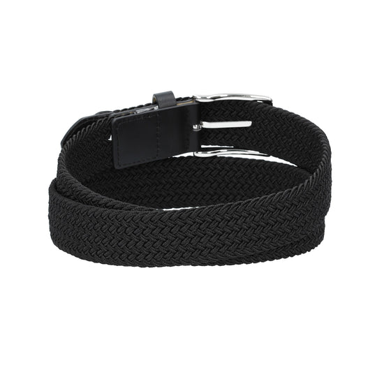 Stretchgürtel|Bandgürtel 35mm in Schwarz mit Dornschließe und Lederspitze - leder-accessoires.com