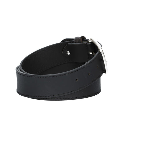 Ledergürtel Schwarz 40mm abgenäht mit Dornschließe in Silber - leder-accessoires.com