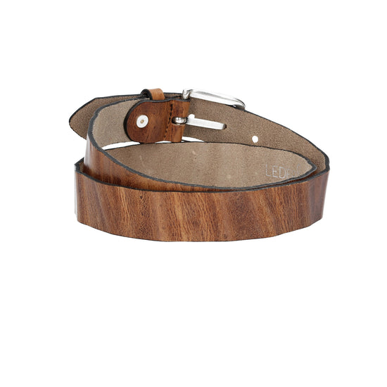 Ledergürtel Cognac 30mm gecrashed mit Dornschließe in Silber - leder-accessoires.com