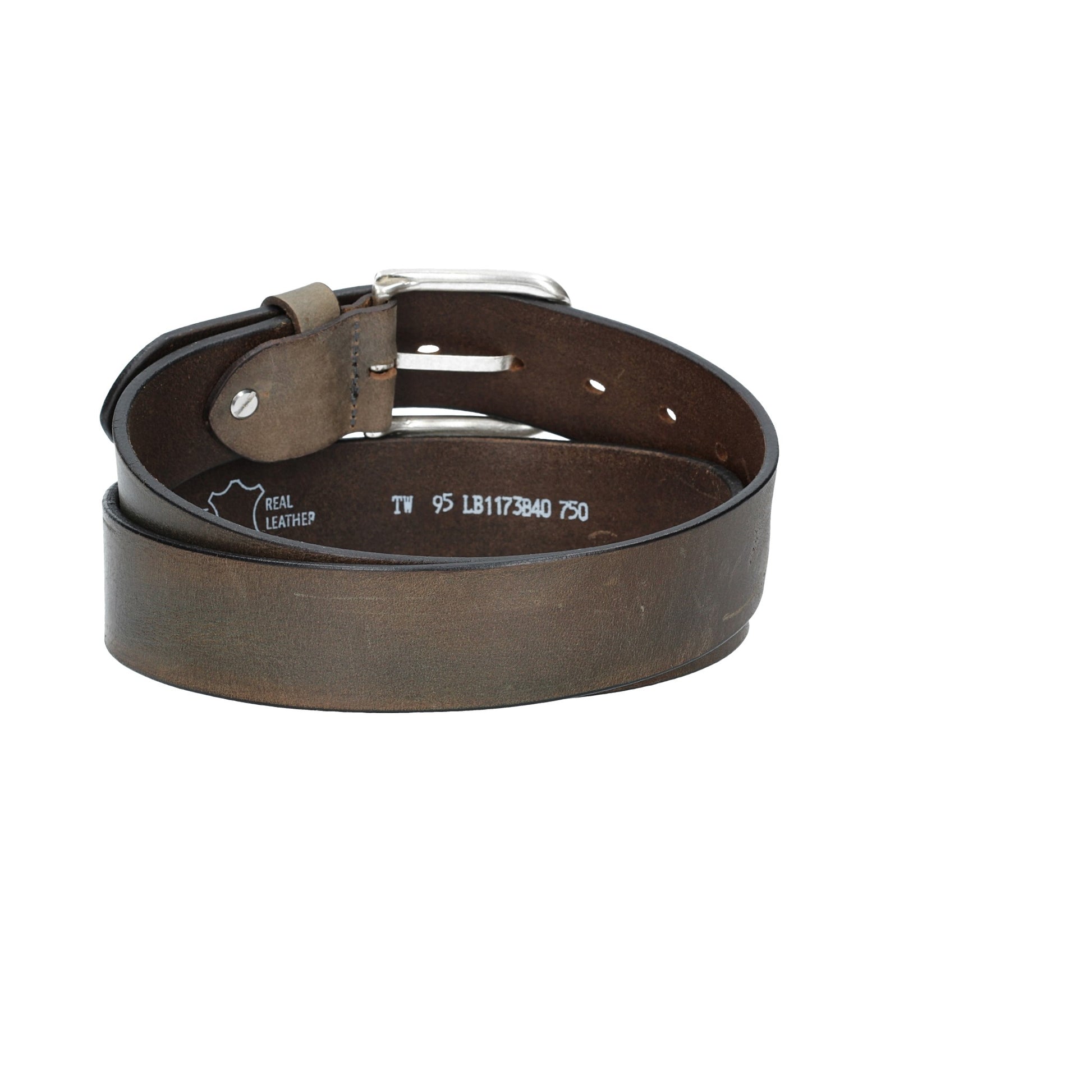 Ledergürtel Grau 40mm mit Dornschließe in Silber - leder-accessoires.com