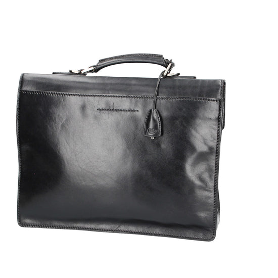 Aktentasche 40x10x30cm The Bridge in Schwarz mit Überschlag - leder-accessoires.com