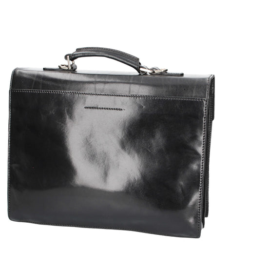 Aktentasche 40x13x32cm The Bridge in Schwarz mit Überschlag - leder-accessoires.com